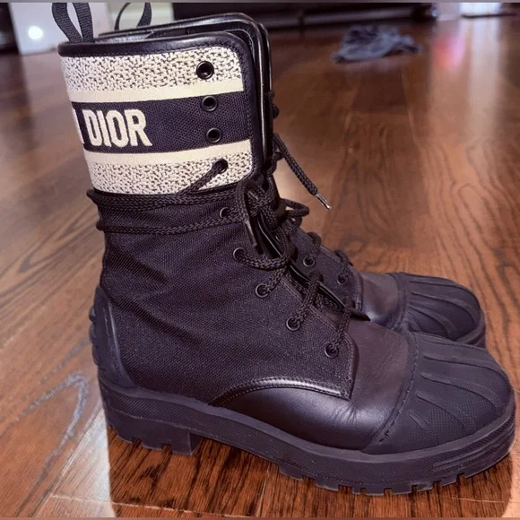 Dior Black and White D-Major Lace-Up Ankle Boot - Picture 5 of 7